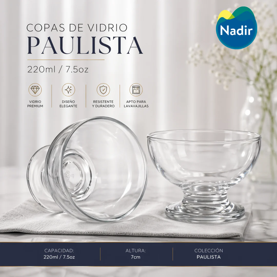 Copa de Vidrio Paulista 220ml/7.5oz Nadir 107202018