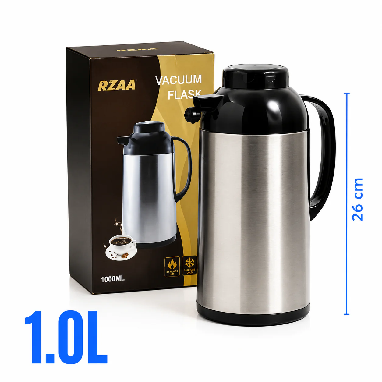Termo de Acero Inoxidable 1.0L | Conserva Bebidas Calientes y Frías hasta por 24 Horas 2855C - Image 2
