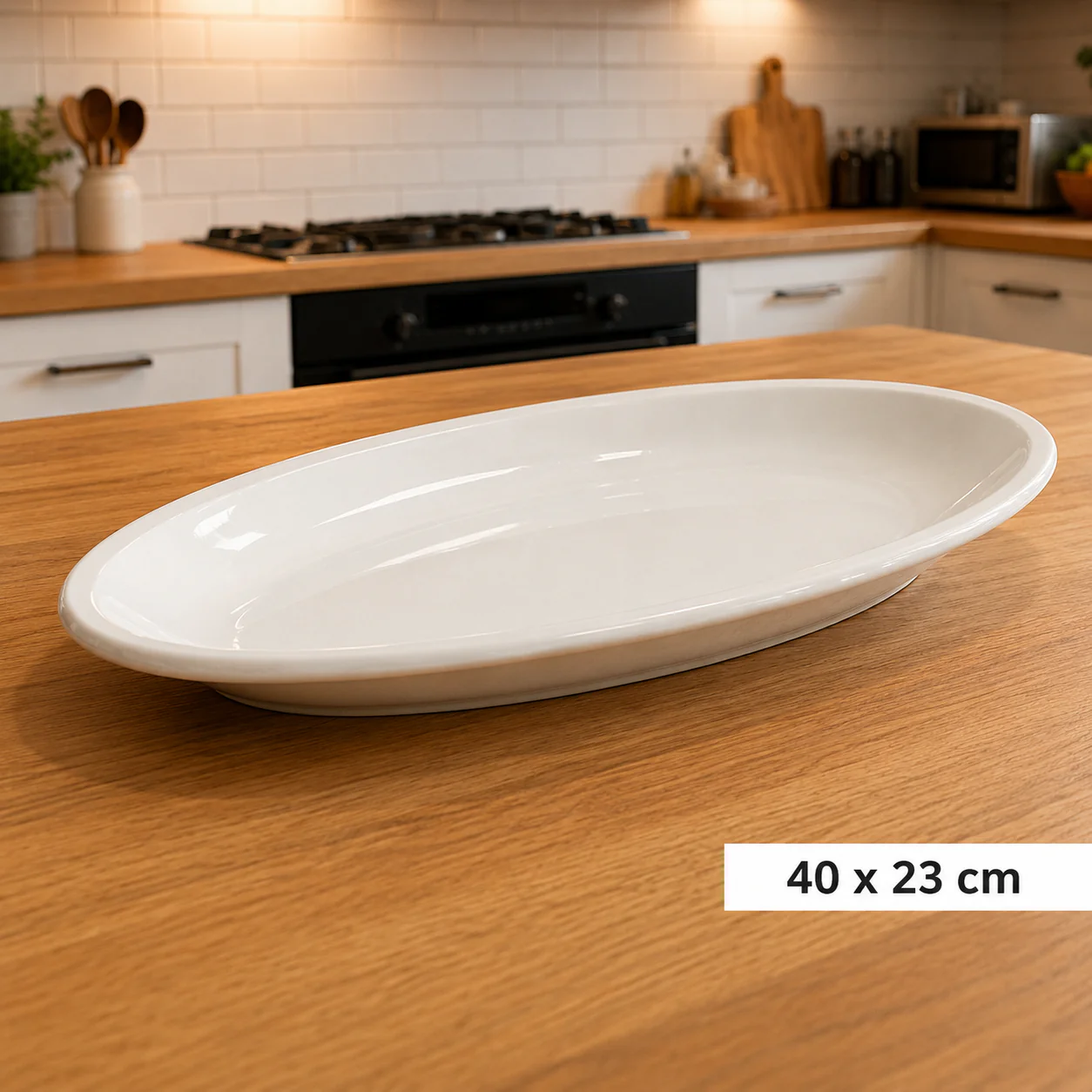 Plato Ovalado de Cerámica 16" | Fuente Grande para Servir Carnes, Pescados y Platillos 41822