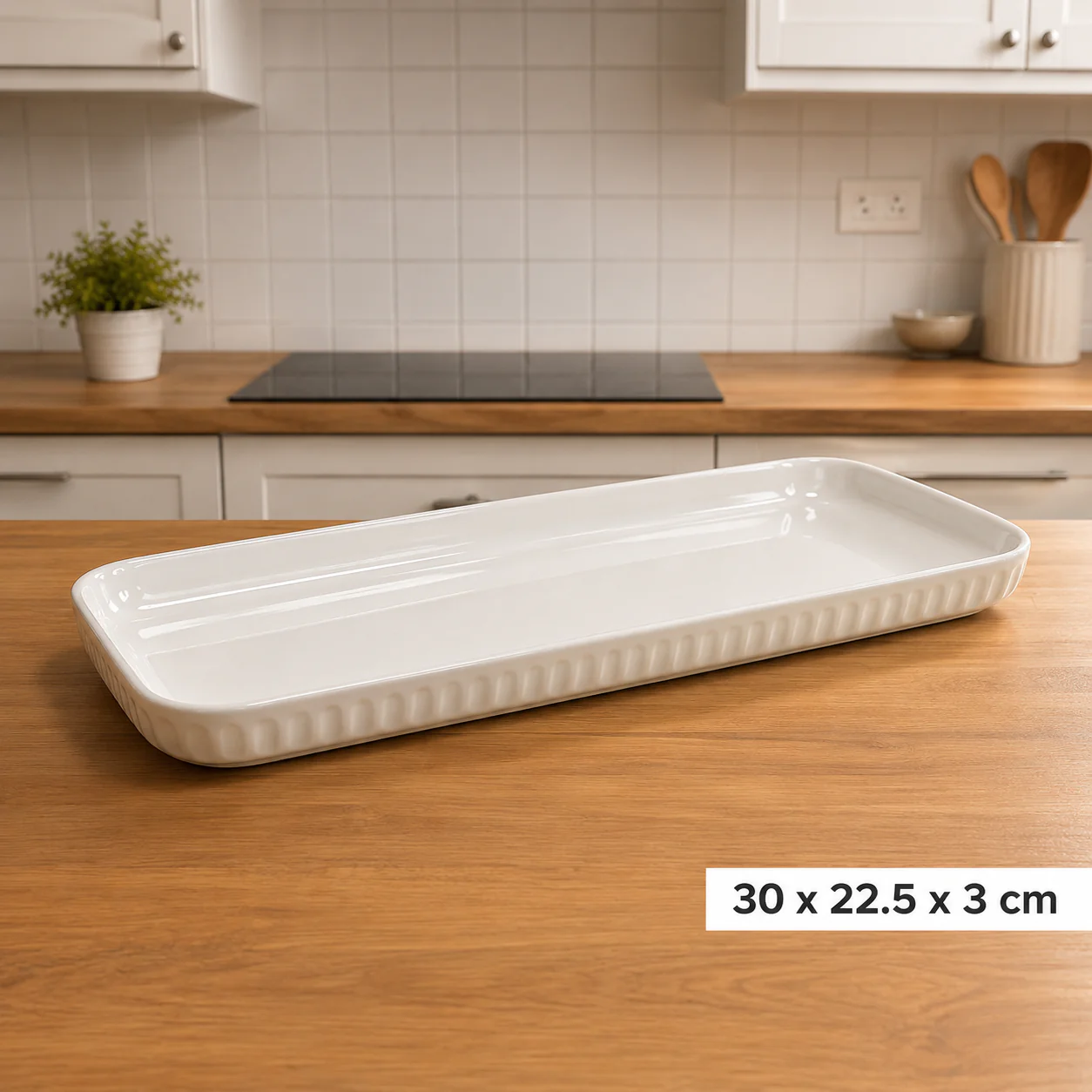 Plato Bandeja Rectangular de Cerámica 12" | Fuente para Hornear, Servir y Presentar Alimentos 41823