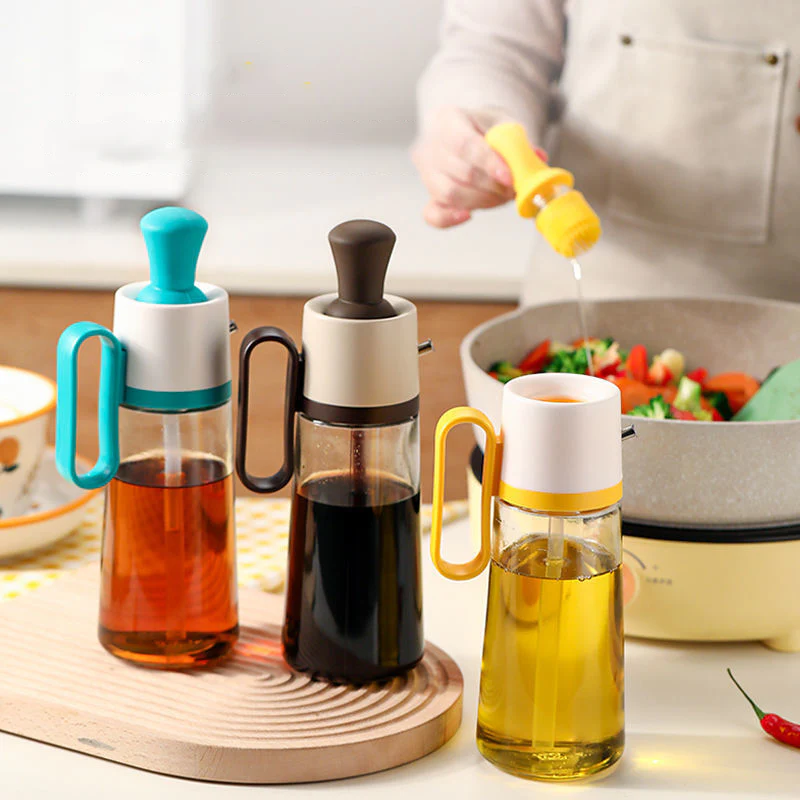 Aceitera y Vinagrera de Vidrio 500ml con Brocha de Silicona | Dispensador para Cocina 89666 - Image 2