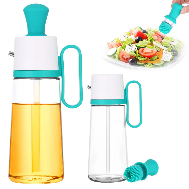 Aceitera y Vinagrera de Vidrio 500ml con Brocha de Silicona | Dispensador para Cocina 89666 - Image 3