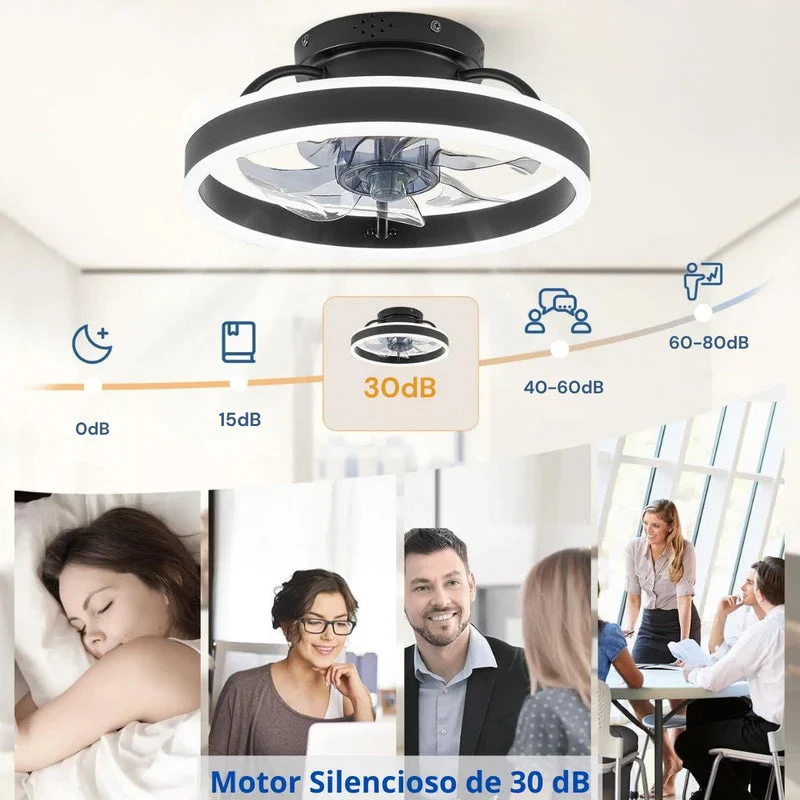 Abanico De Techo Con Luz Led Dimeable. Ventilador A Control Remoto Y Control Por Voz Offline 13”. Color Negro TU574 - Image 3