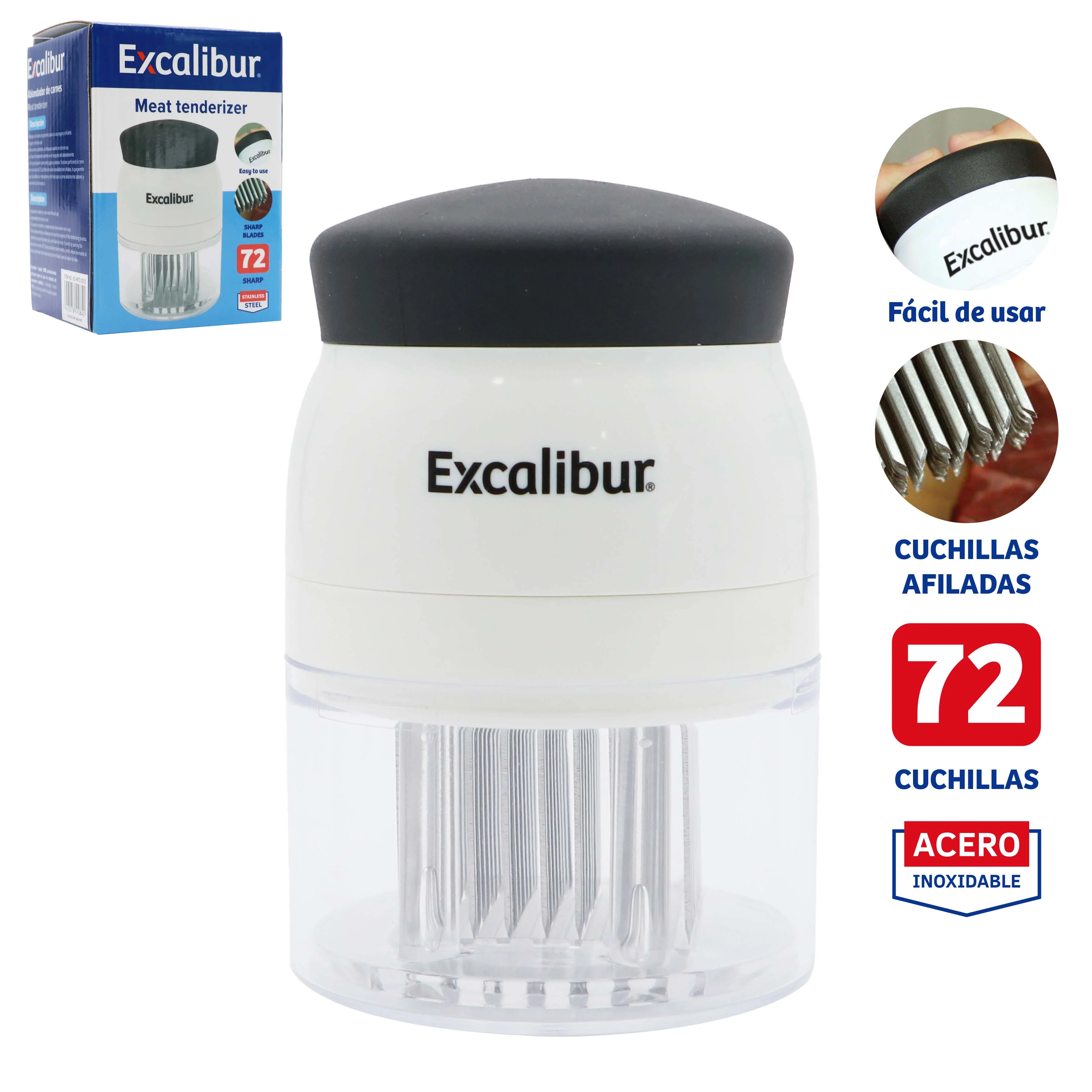 Ablandador de Carnes 72 Cuchillas de Acero Inoxidable Excalibur EX-MTD-2312