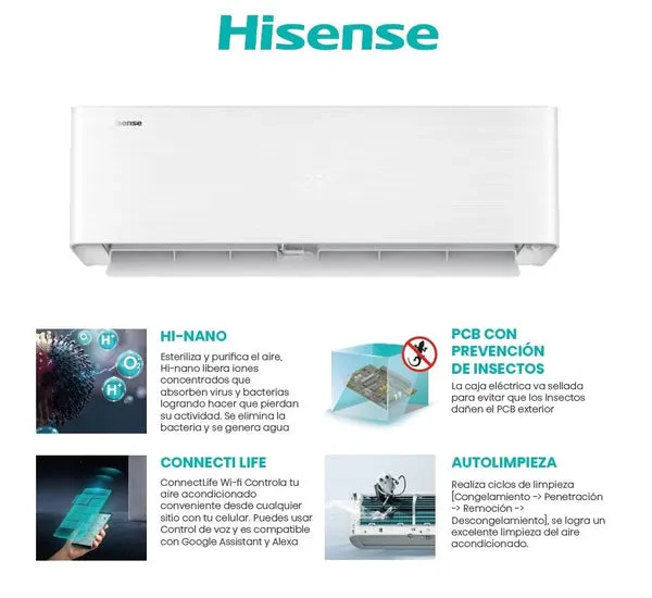 Aire Acondicionado Split 18,000 BTU Inverter SEER 20 con Wi-Fi Hisense ATR182HA - Image 7