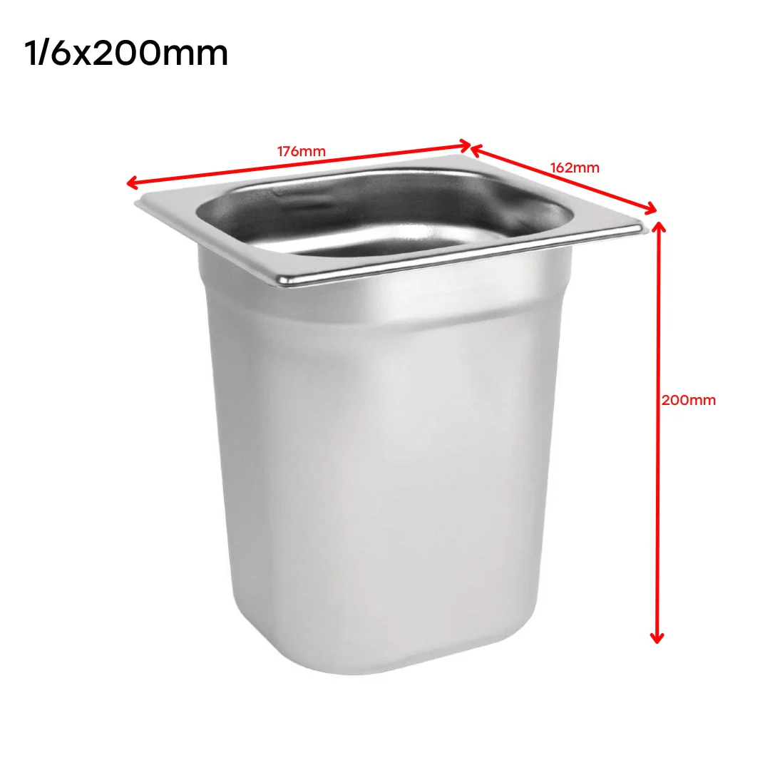 Bandeja GN Pan de Acero Inoxidable 1/6x200mm 176*162*200mm 440804