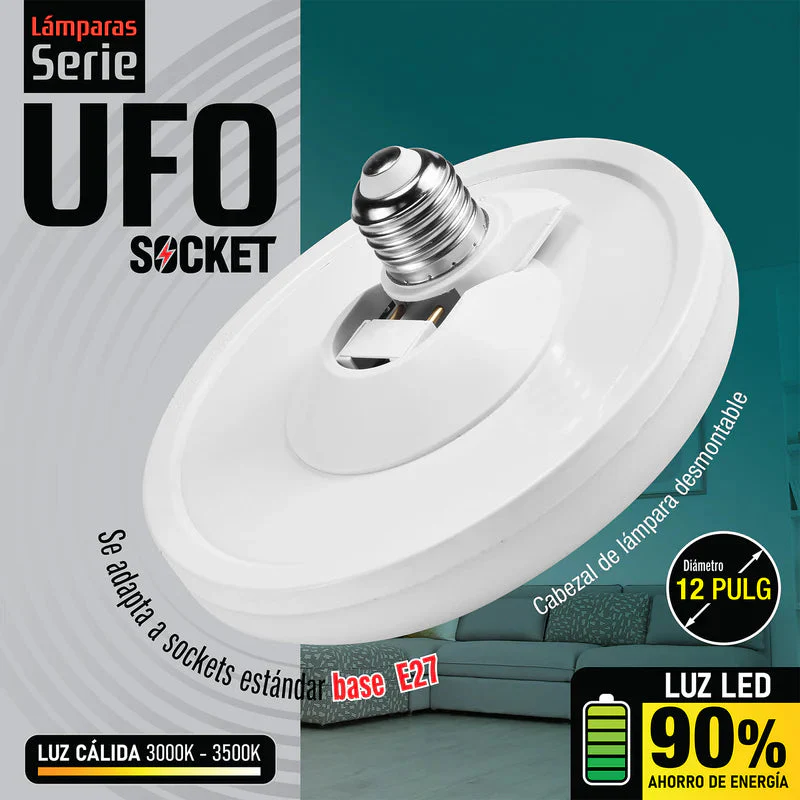 Bombillo Socket Lámpara UFO Tipo Plafon De Techo LED Plafón 18W 12" 300Mm E27 6800Lumens Luz Calida AN53 - Image 3
