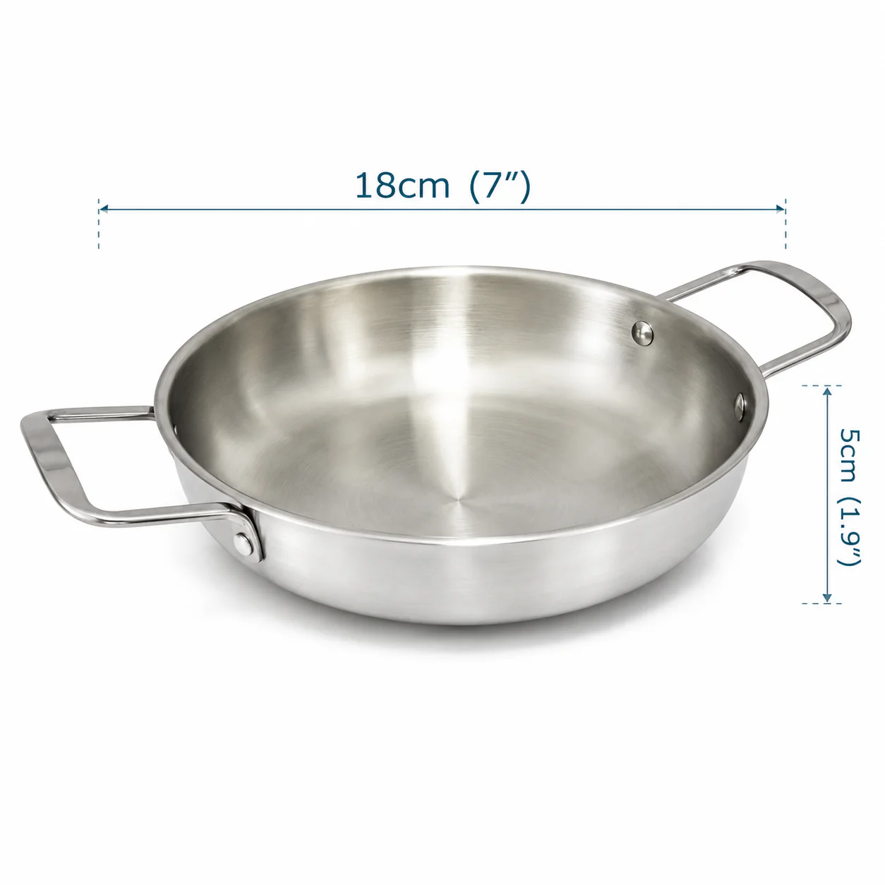 Cacerola Sartén de Aluminio 7" con Doble Asa | Ideal para Cocinar y Servir BP-2056