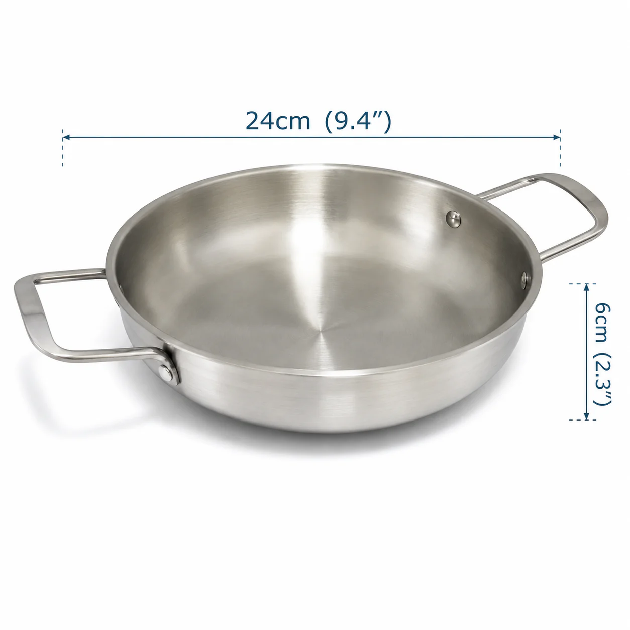 Cacerola Sartén de Aluminio 9.4" con Doble Asa | Ideal para Cocinar y Servir BP-2059