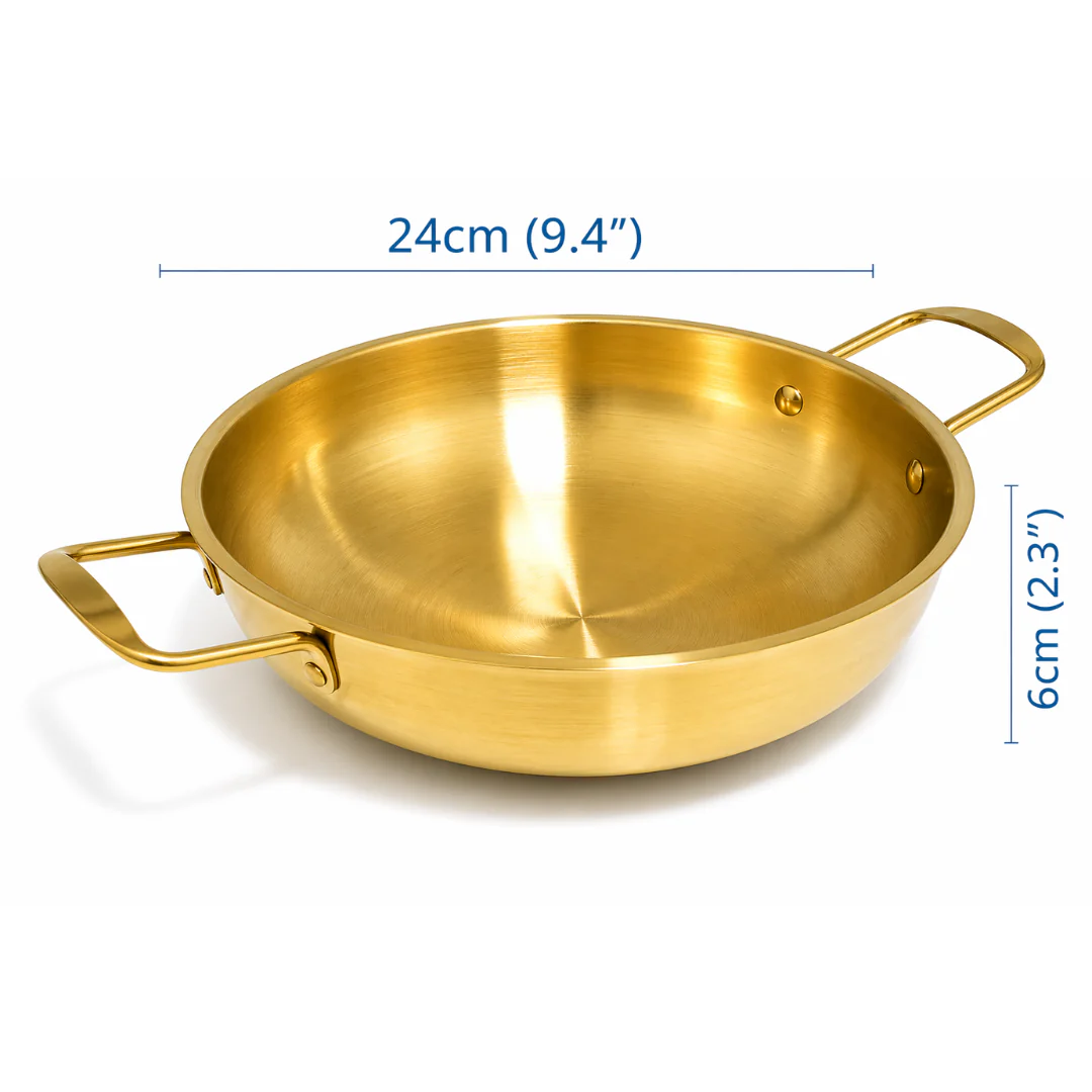 Sartén Cacerola de Metal Dorado 3 Tamaños Disponibles BP-2060 / BP-2061 / BP-2062 - Image 4