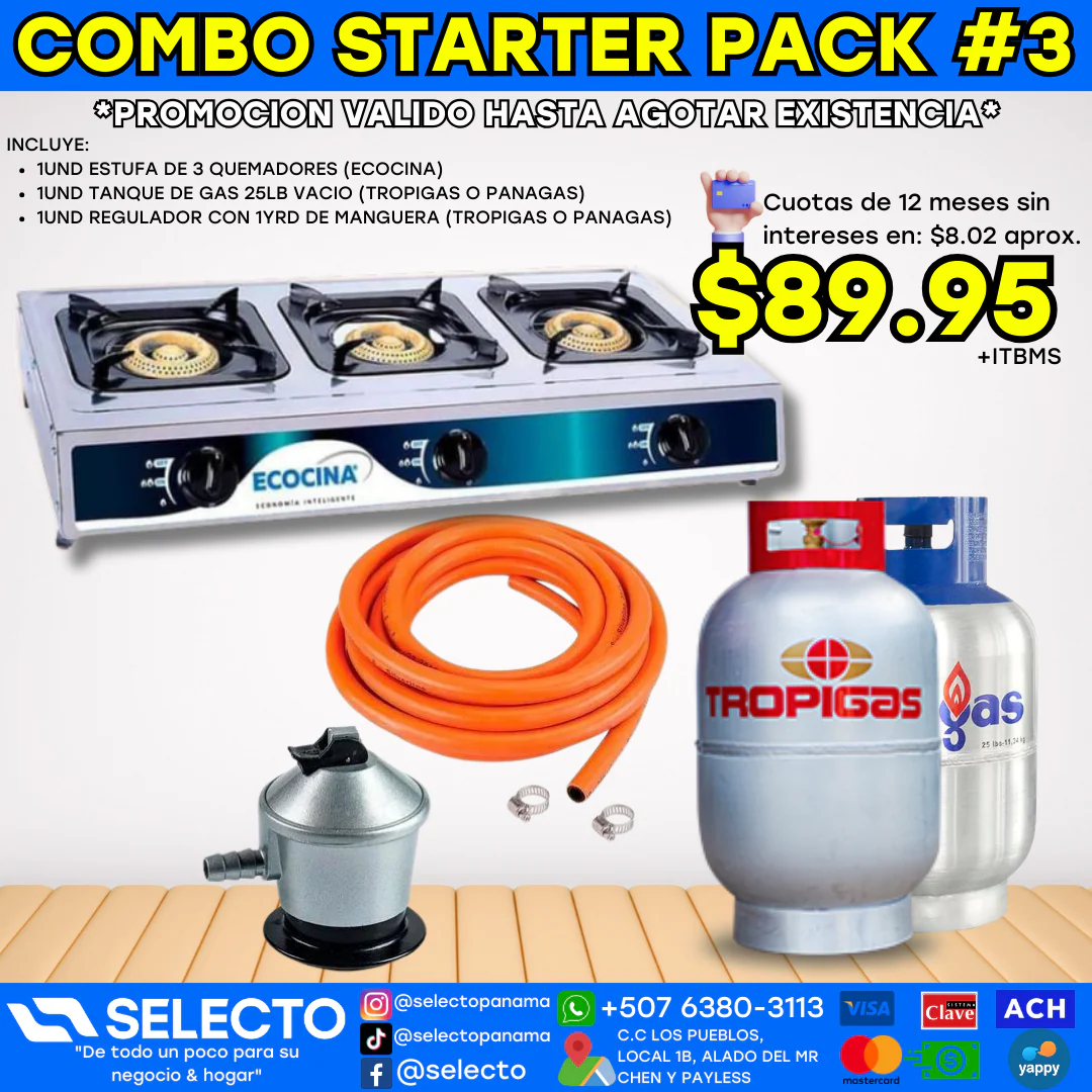 Combo Starter Pack #3 con Tanque Tropigas o Panagas