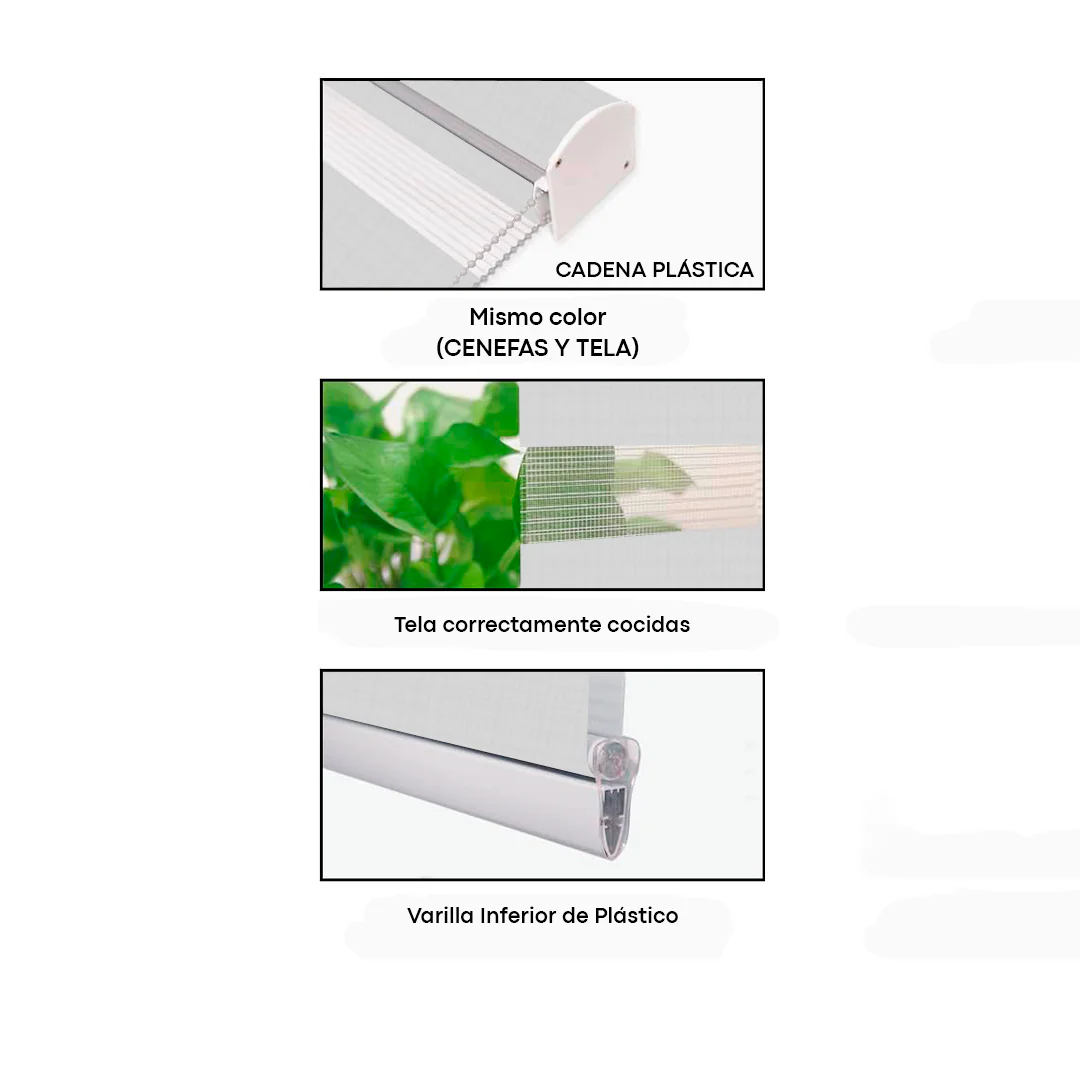 Cortinas Enrollables Zebra White 1.10m a 1.90m - Image 3