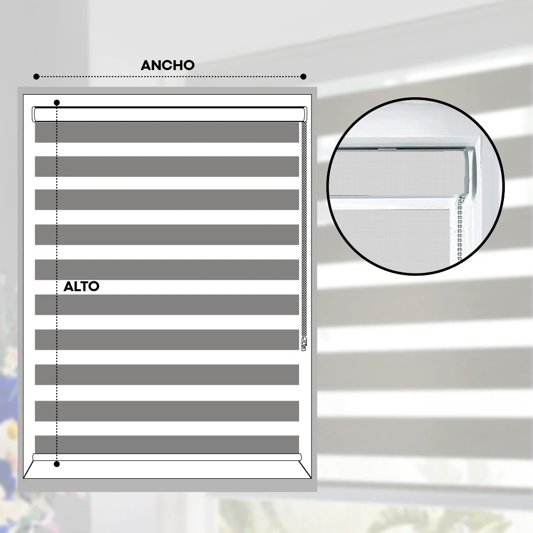 Cortinas Enrollables Zebra White 1.10m a 1.90m - Image 4