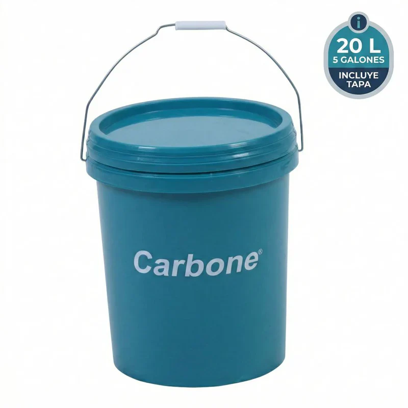 Cubeta De Plástico 5 Galones Con Tapa Multiusos 20 Litros (5.28 Galones). Ideal Para Líquidos, Basura, Pintura. Cubo Carbone. Tanque UN-F002 - Image 2