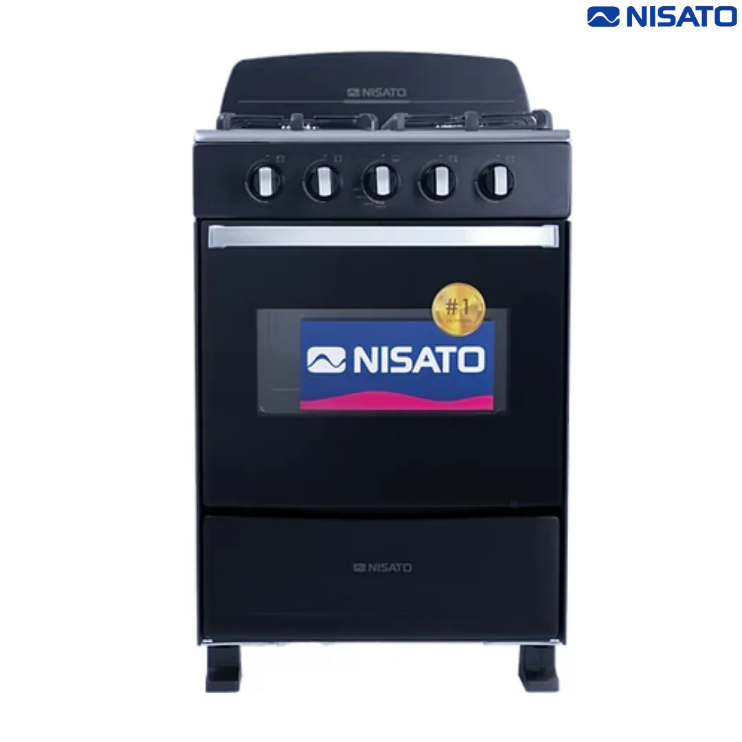 Estufa con Horno 24" 4 Quemadores a Gas Negro Nisato NE-2430RMS (A)