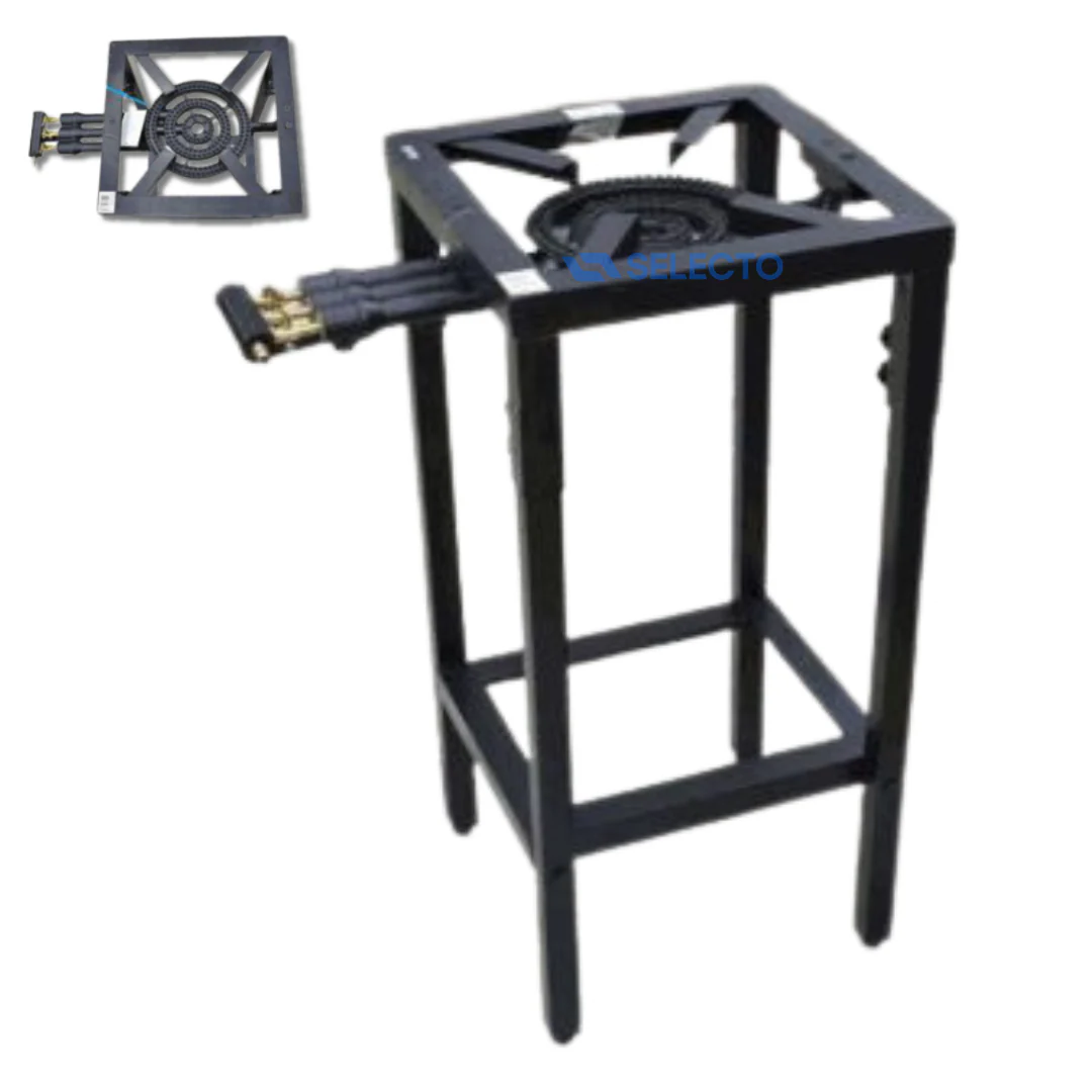 Estufa de Hierro Industrial con Patas 1 Quemador de 3 Llaves a gas STB-10-7-3R