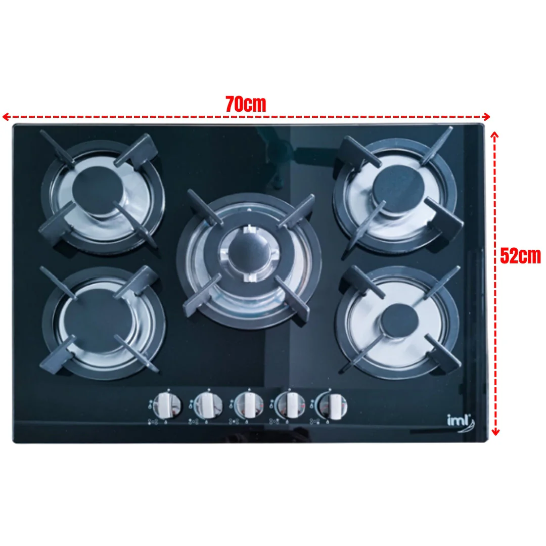 Estufa Empotrable de 5 Quemadores de Vidrio Templado IML QE-5V - Image 2