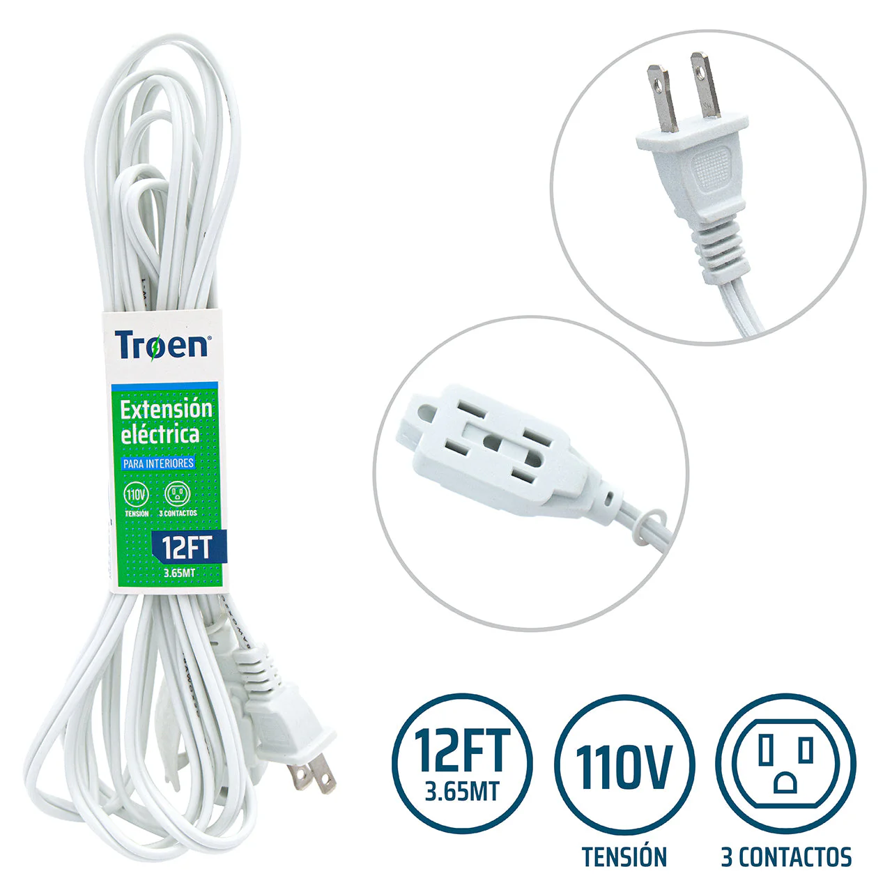 Extensión Eléctrica 12 Pies TROEN 7A136-F0601-12FT