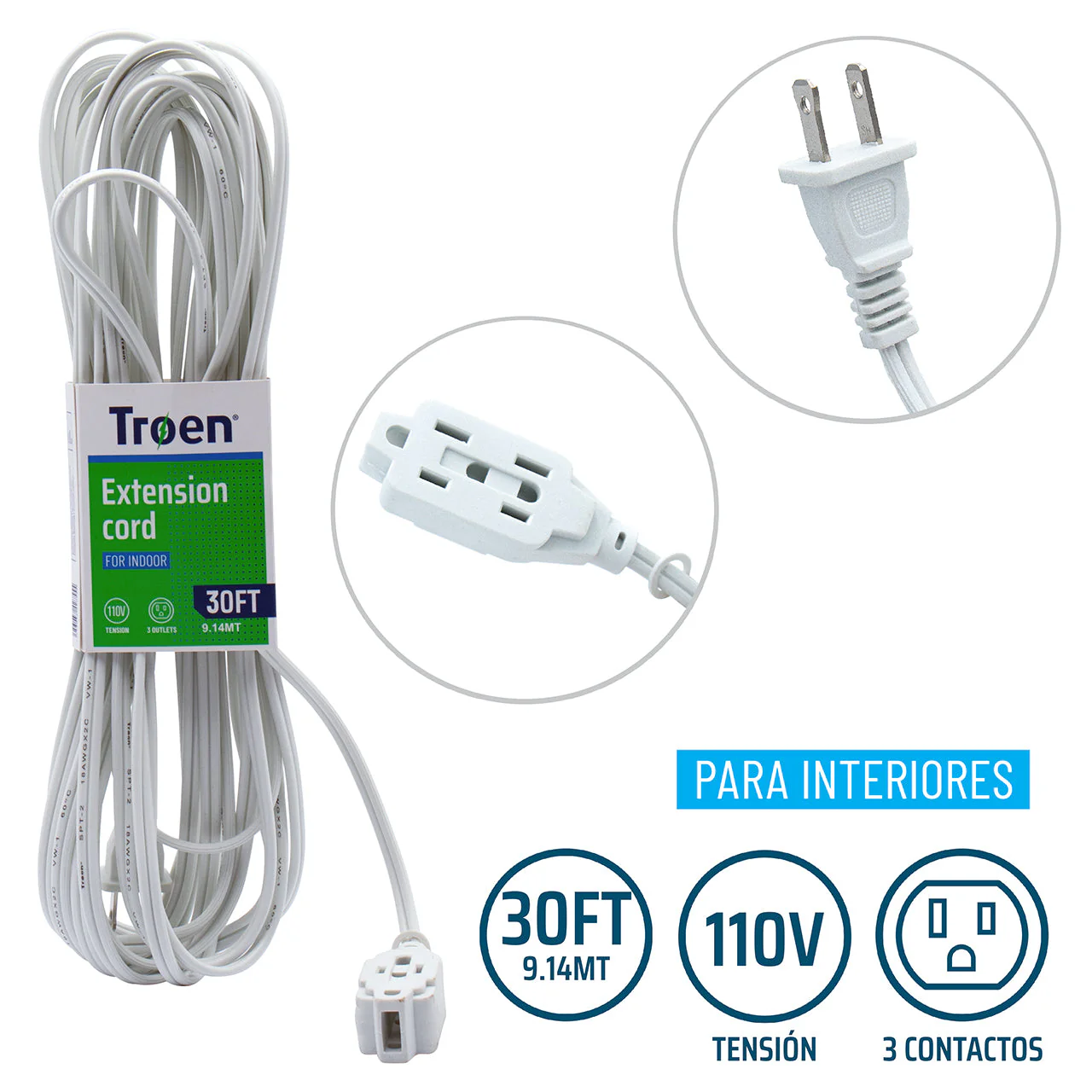 Extensión Eléctrica 30 Pies TROEN 7A136-F0601-30FT