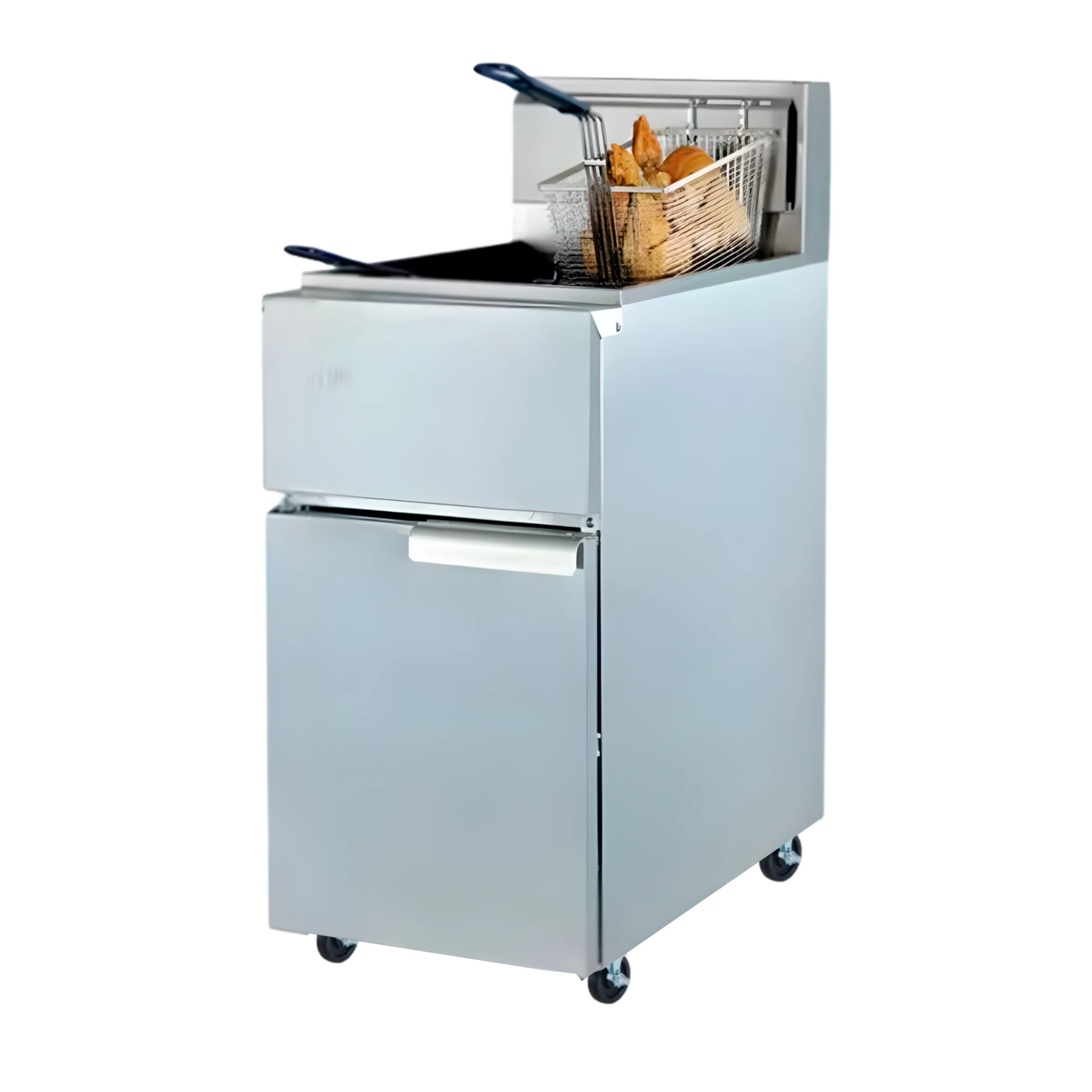 Freidora a Gas Industrial con Pedestal con Rueditas 35L 1 Tanque 2 Canastas HGF-778-3