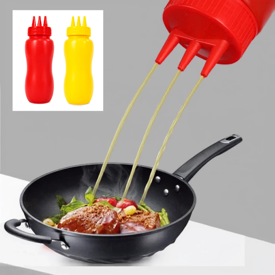 Set 2 Botellas Envases de Salsa 20x6cm FSK11291 Ketchup. Mayonesa. Mostaza. - Image 3