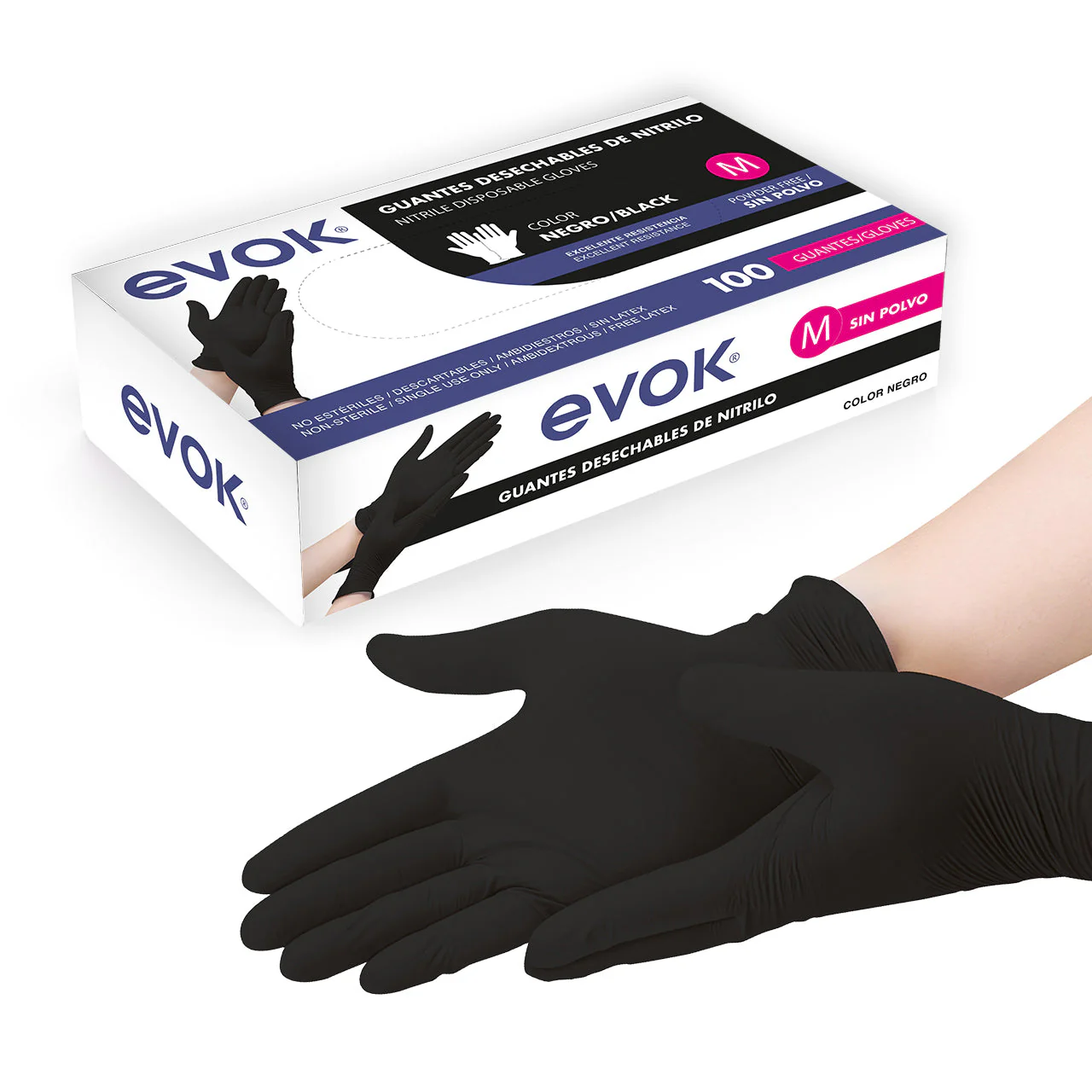 Guantes Desechables de Vinilo 100pcs Tamaño (M) para Cocina EV-NT-M-BK Nitrilo.