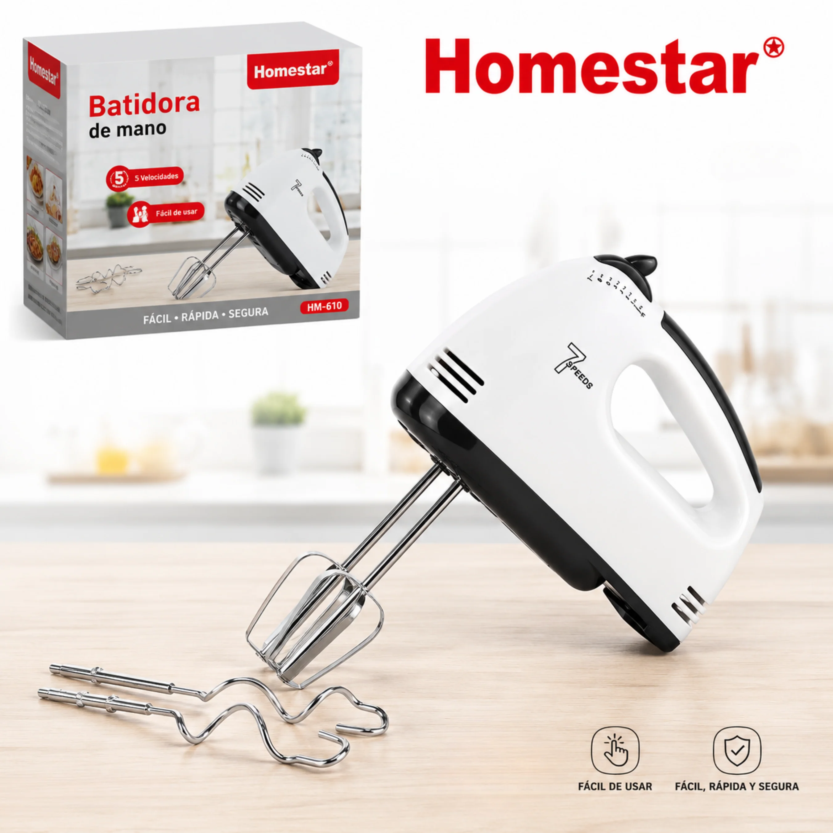 Batidora de Mano Eléctrica Homestar HM-610