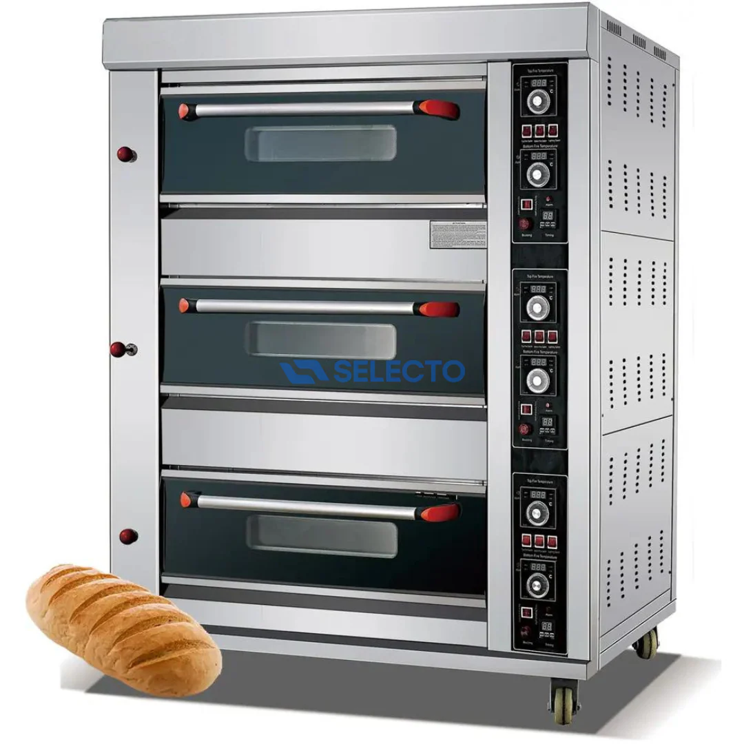 Horno Industrial a Gas de 3 Niveles para 9 Bandejas de 60x40cm 220V/60Hz HGO-39A