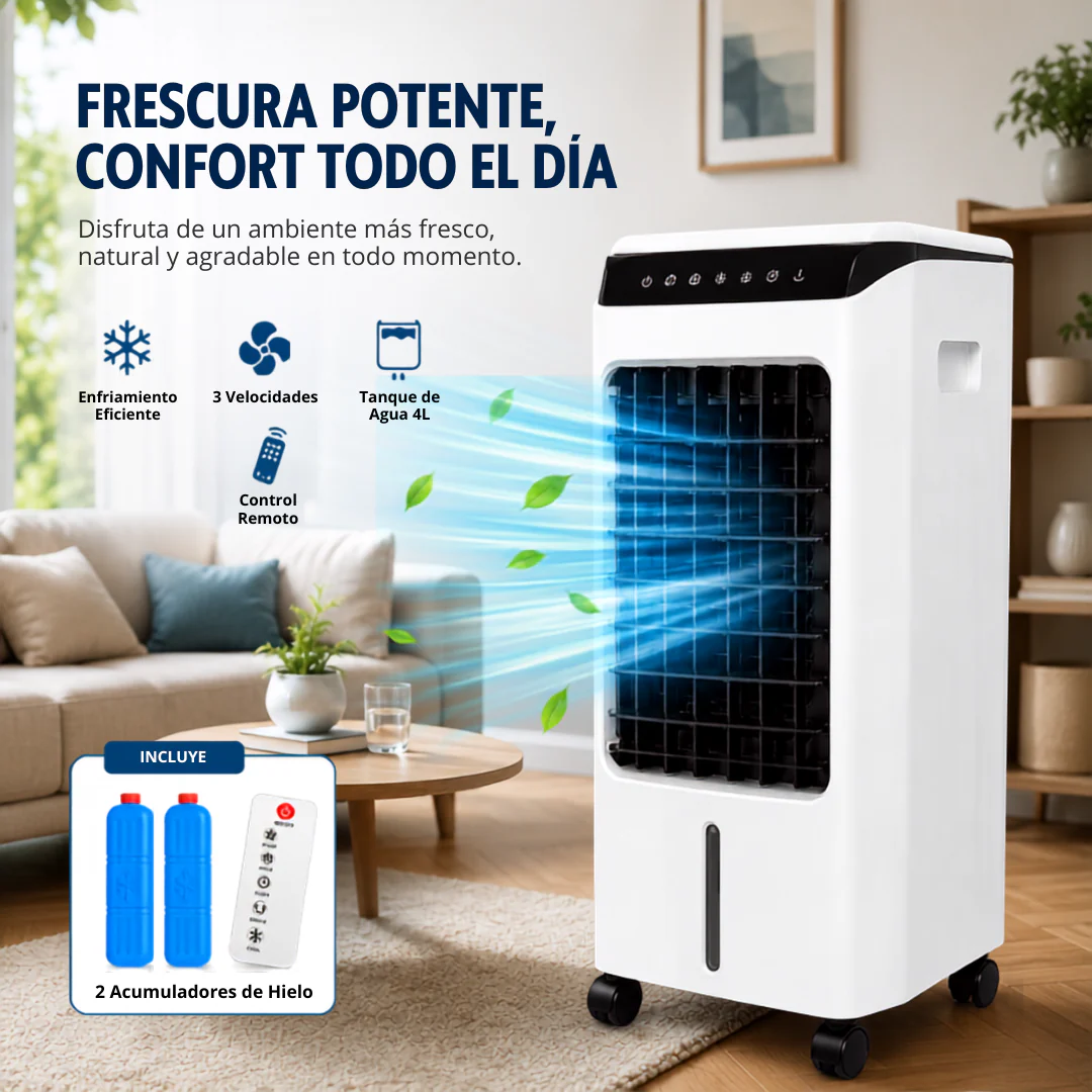 Enfriador de Aire Evaporativo Portátil con Control Remoto | Climatizador de Aire con Tanque de 4 Litros Homestar HS-KL08S