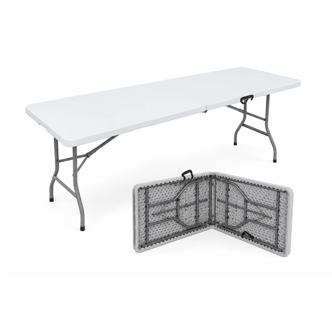Mesa Plegable Plástico de 8 Pies 240x74x75cm | Mesa Portátil Multiusos para Eventos, Fiestas y Negocios HS-NZ240 - Image 2