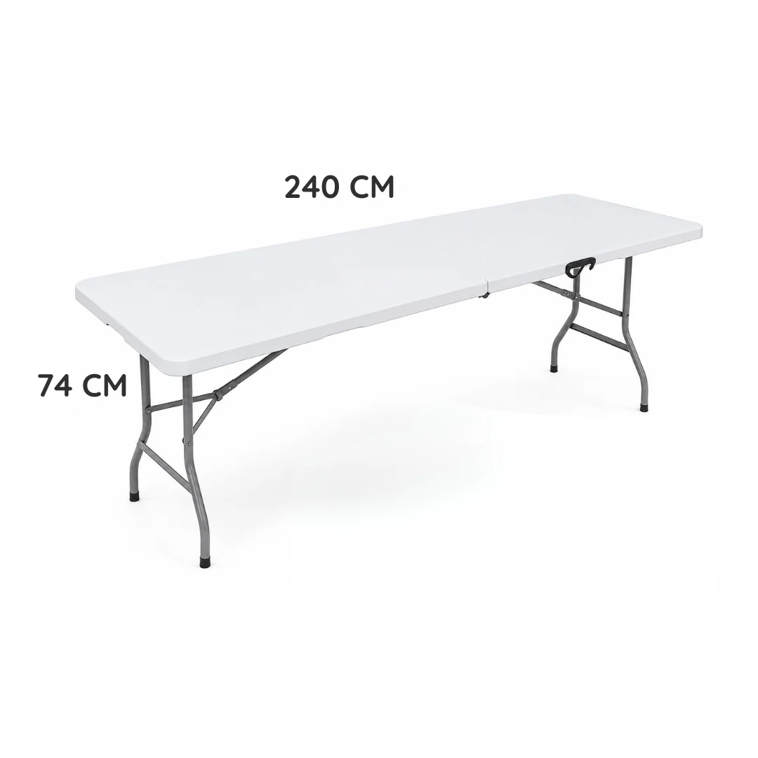 Mesa Plegable Plástico de 8 Pies 240x74x75cm | Mesa Portátil Multiusos para Eventos, Fiestas y Negocios HS-NZ240 - Image 3