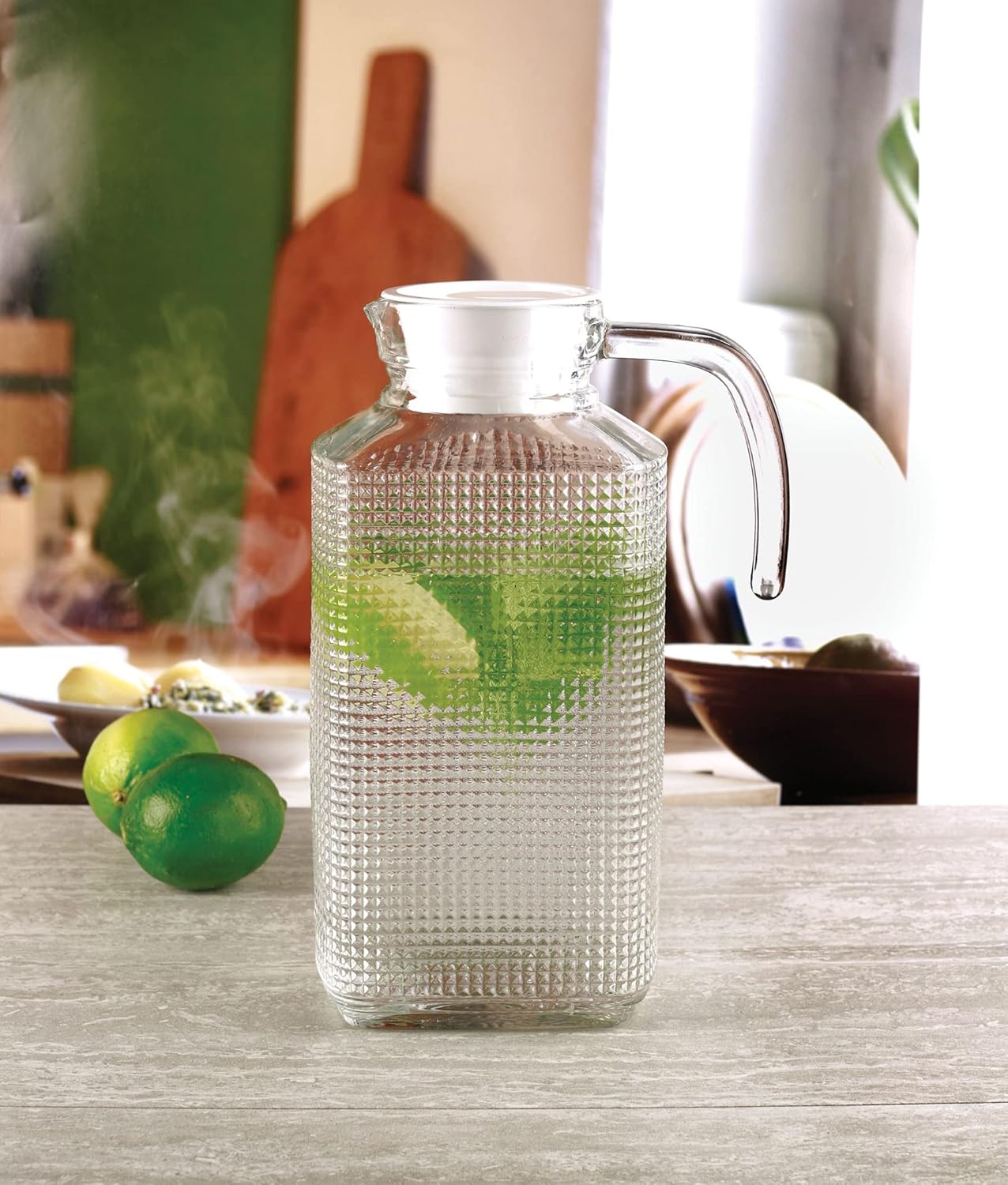 Jarra de Vidrio 1.8 Litros con Tapa y Asa | Jarra para Agua, Jugos y Bebidas Frías NS393912 - Image 3