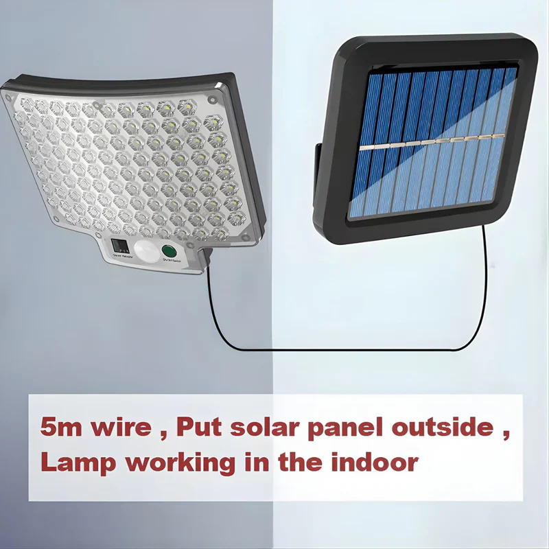 Lámpara Solar LED De Pared Split Con Panel Solar Separado. Luz Exterior De 30W Con Sensor De Movimiento. 104 Leds. 3 Modos De Iluminación. KOS-31046 - Image 4