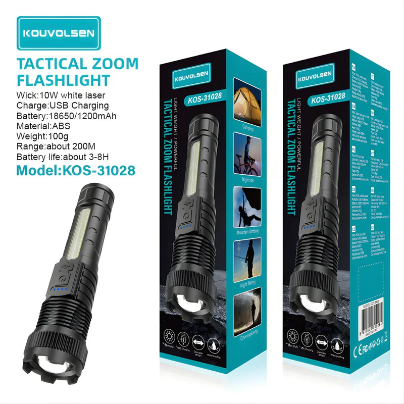 Linterna LED Recargable De Alta Potencia 10W. Luz Blanca Con Zoom Ajustable. Alcance Hasta 200 Metros. Resistente Al Agua. KOS-31028 - Image 2