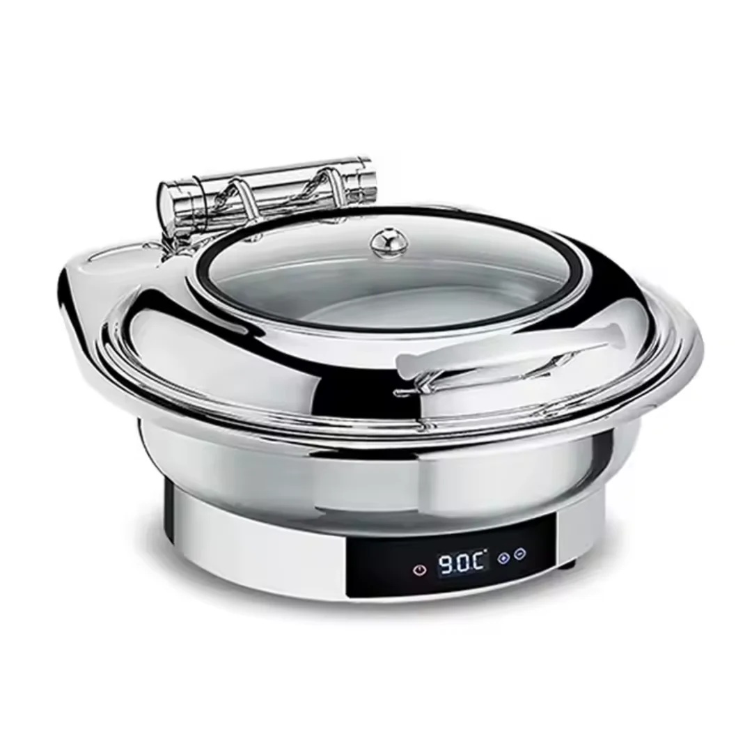 Chafing Dish Redondo Eléctrico en Acero Inoxidable 6 Litros 600W 430605 Buffet.
