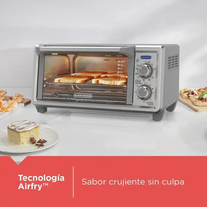 Horno Tostador Freidora de Aiere 1150W Capacidad para 4 Rebanadas Black and Decker TO4125-0SDLA Tostahorno. - Image 3