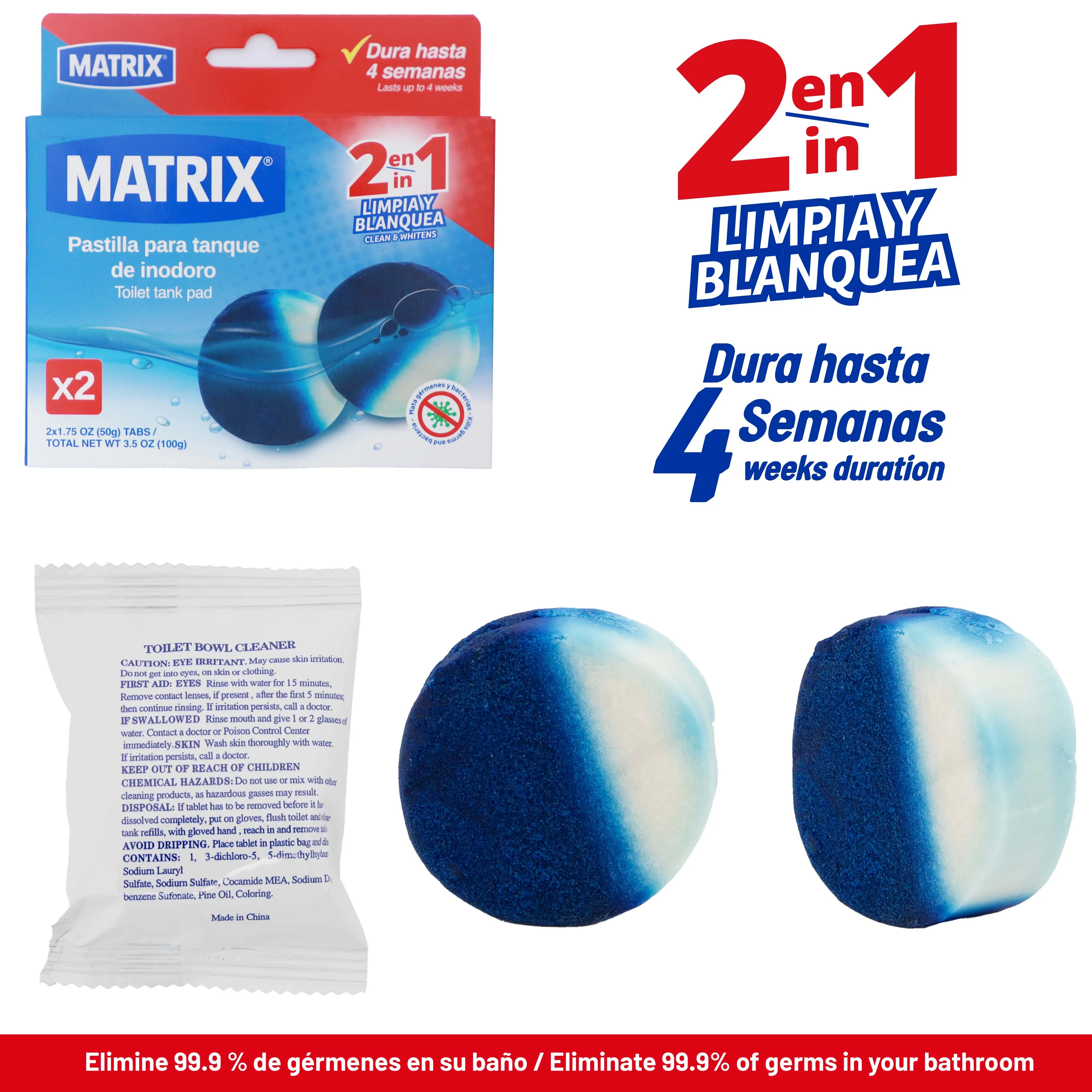 Set 2 Pastilla para Inodoros 2 en 1 Matrix A019-WY018D Baño.