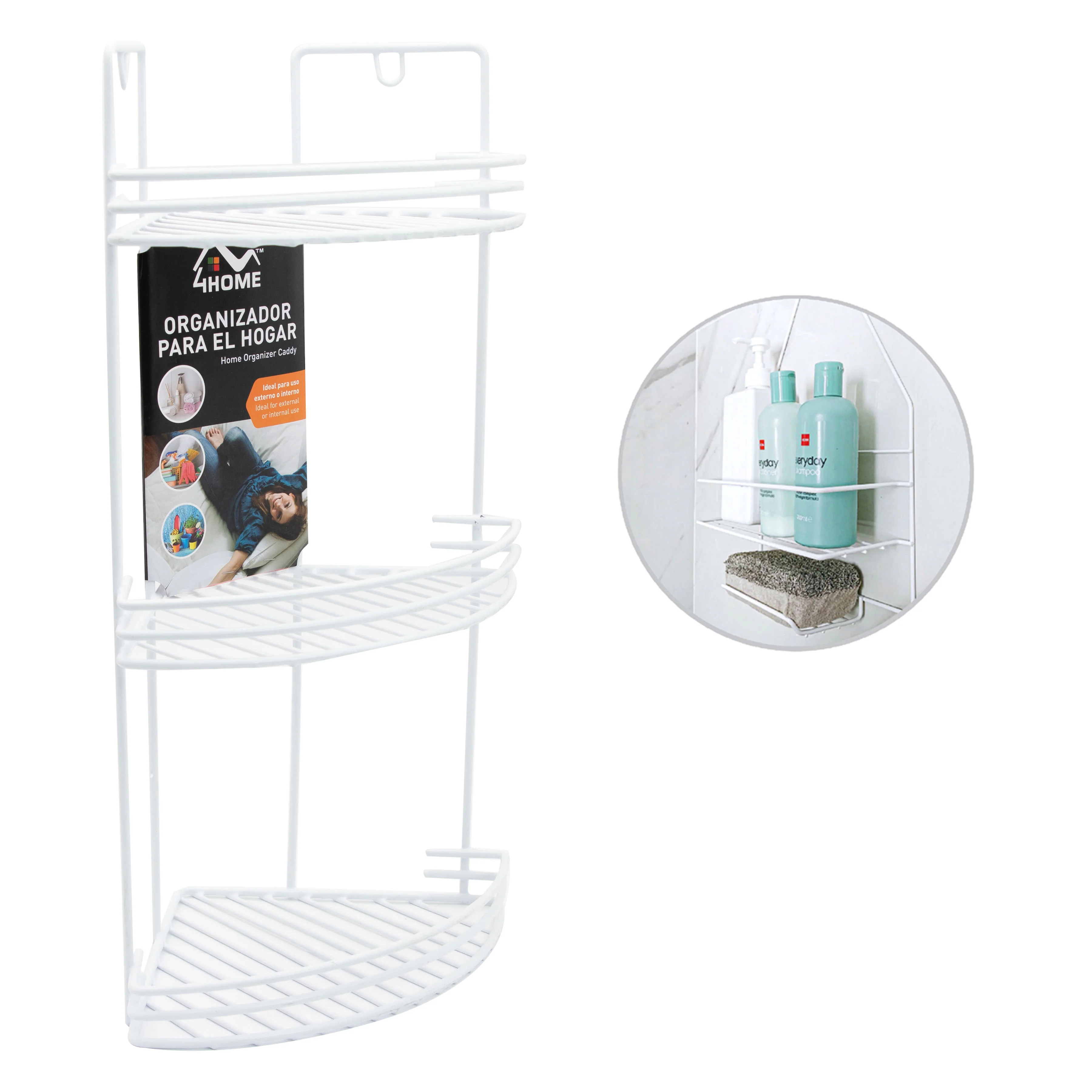 Organizador Esquinero para Baño de 3 Niveles 4Home Blanco LY-1505