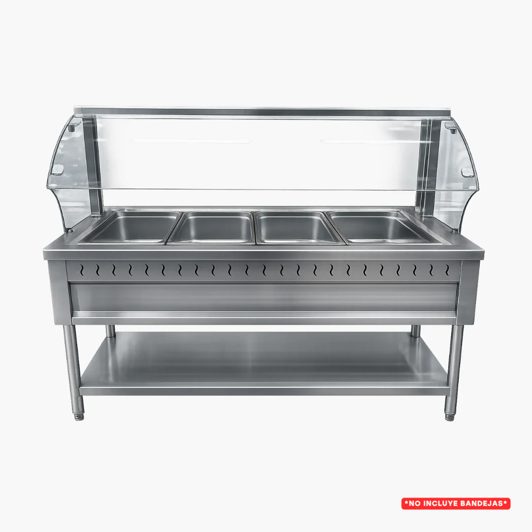 Baño María a Gas con Pedestal de 4 Bandejas 150cm Largo *No incluyen bandejas* FS-4GBM - Image 4