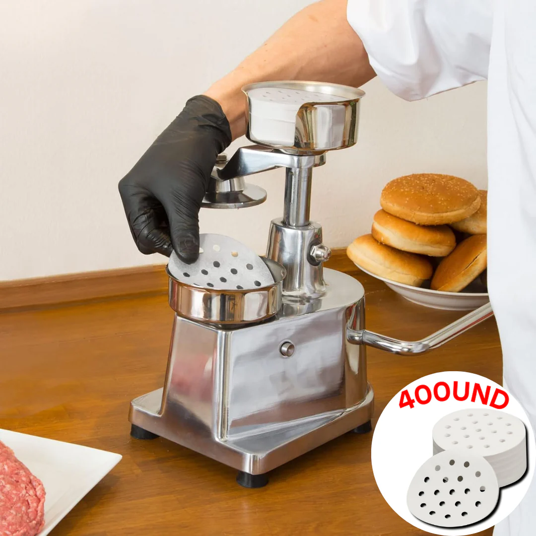 Papel Antiadherente Encerado para Prensas de Hamburguesas Paquetes de 400und 10cm a 15cm PH-100 / PH-1300 / PH-150 Filtro.