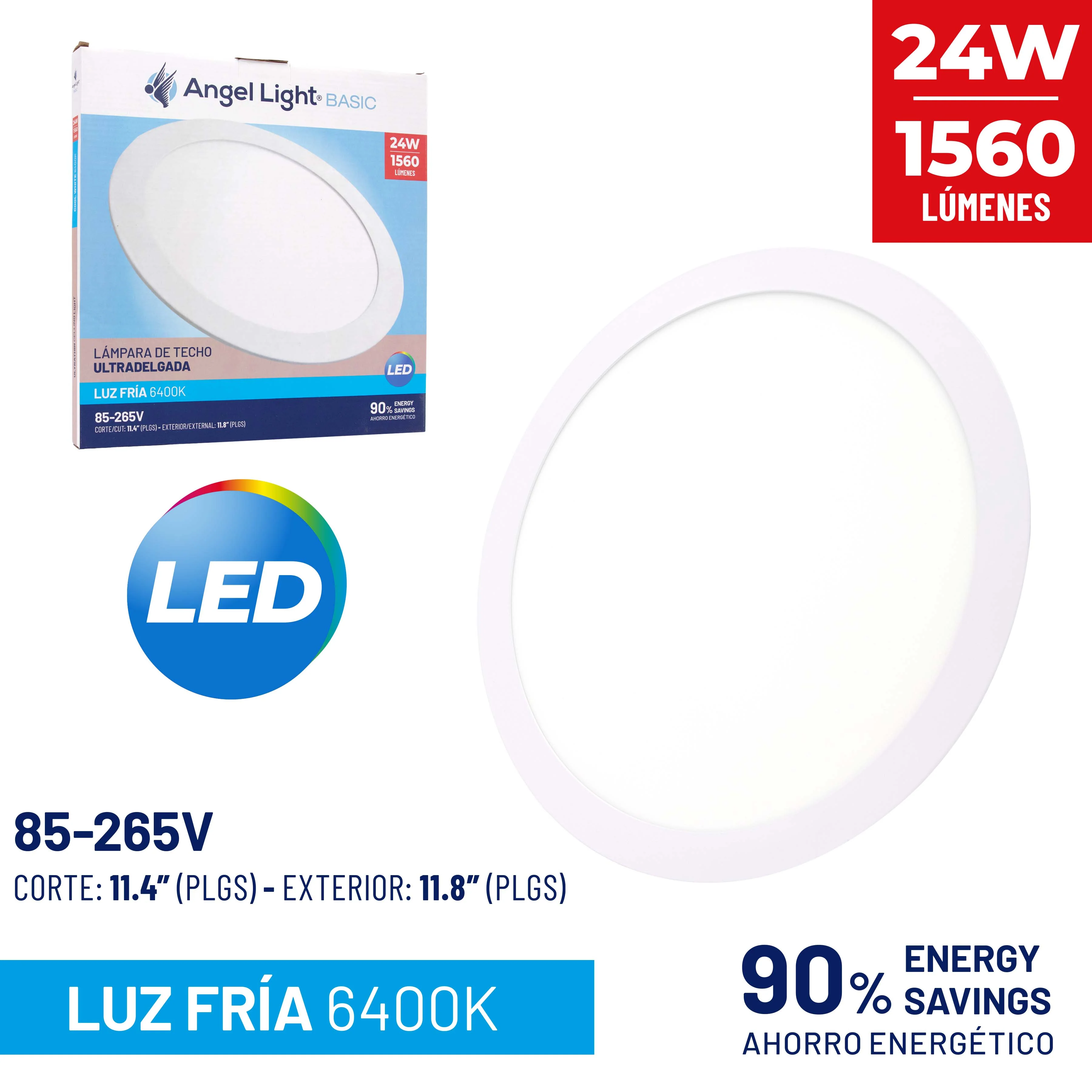 Lámpara LED de Empotrar Redonda 24W Luz Fría Angel Light ALB-PB001-24W