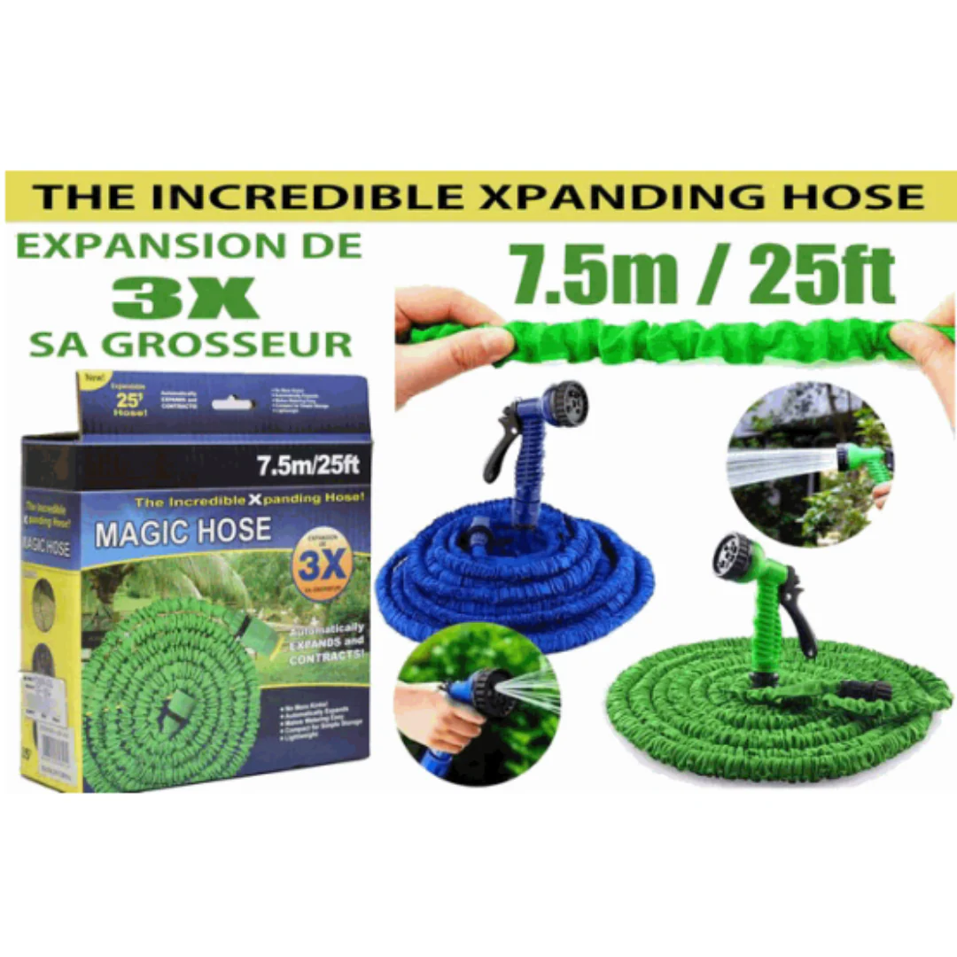 Manguera de Agua Expansible 7.5m/25' Verde & Azul GP-156