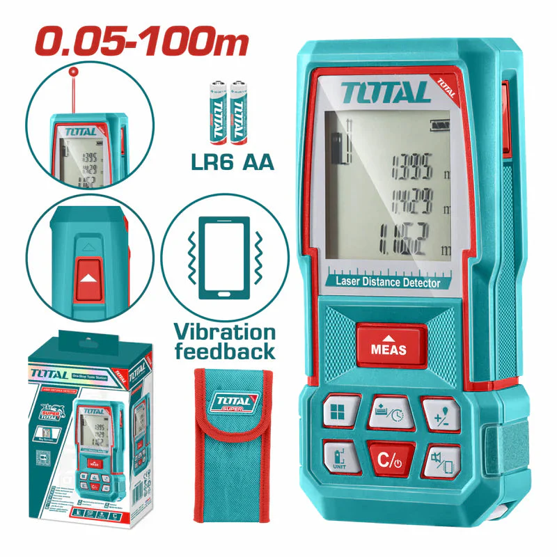 Medidor Laser Rango 0.05-100M. Precisión De Medición: ±2.0Mm Tipo De Láser: 635 Nm, <1 Mw, Clase 2 Temperatura De Funcionamiento: 0°C ~ +50°C Función Medición Única. Monitor Láser. Total TMT51036