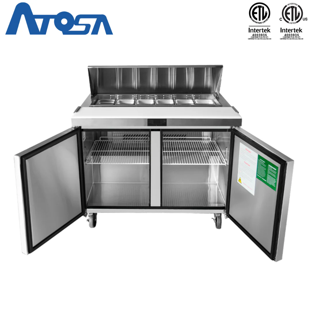 Mesa Estándar Sandwichera Refrigerada 48" 2 Puertas Acero Inoxidable Atosa MSF8302GR Salad prep. Sandwich. - Image 3