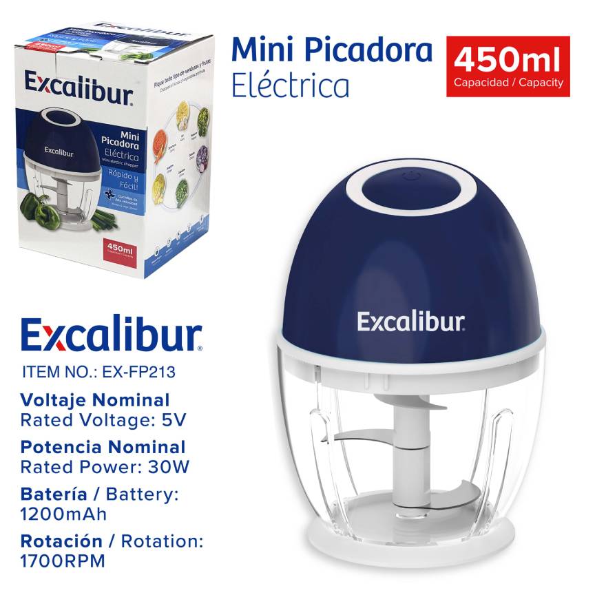 Mini Procesador de Alimentos 450ml Excalibur EX-FP213