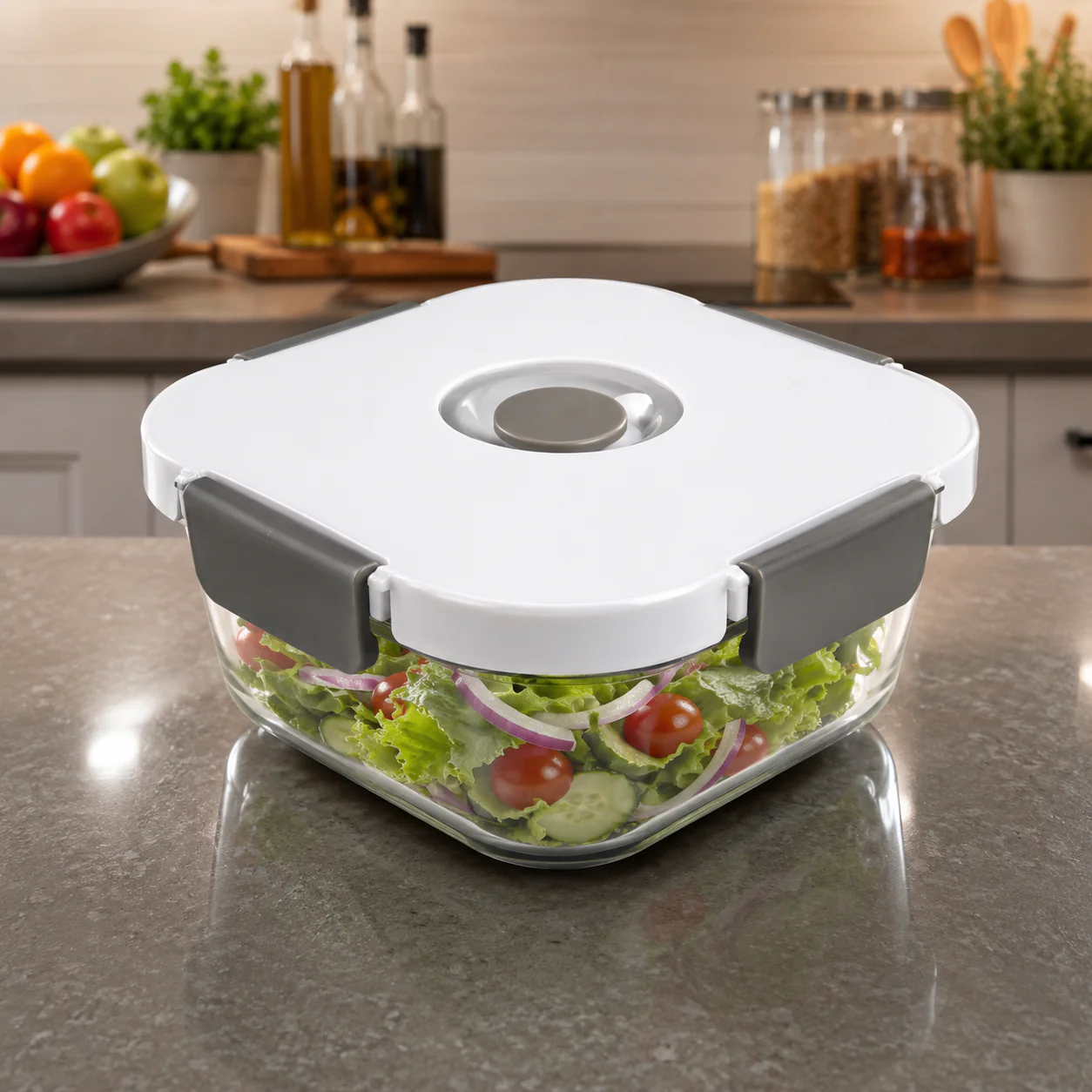 Envase Hermético de Vidrio 1100 ml con Tapa de Cierre Seguro | Recipiente para Alimentos OM-10113