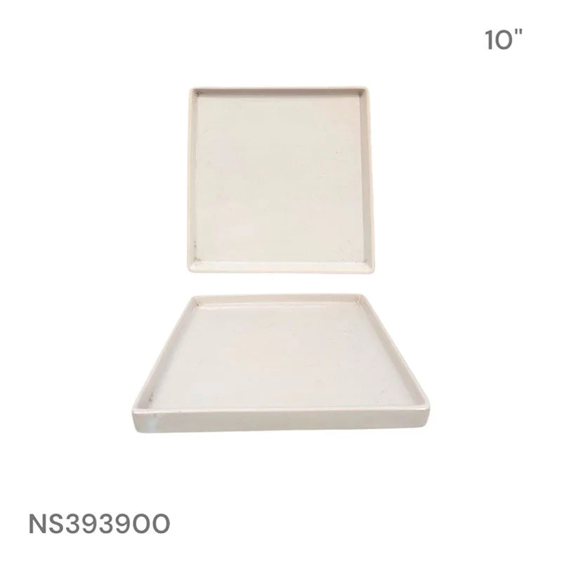 Plato Cuadrado de Porcelana Blanca 10" NS393900 Cerámica.