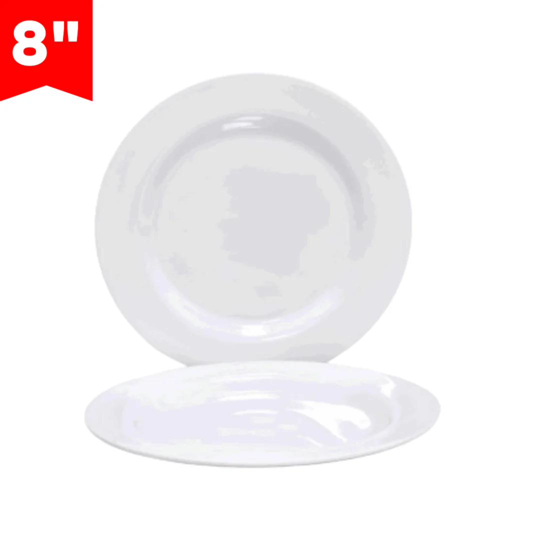 Plato de Melamina Blanco Redondo 8" BG-22008-W