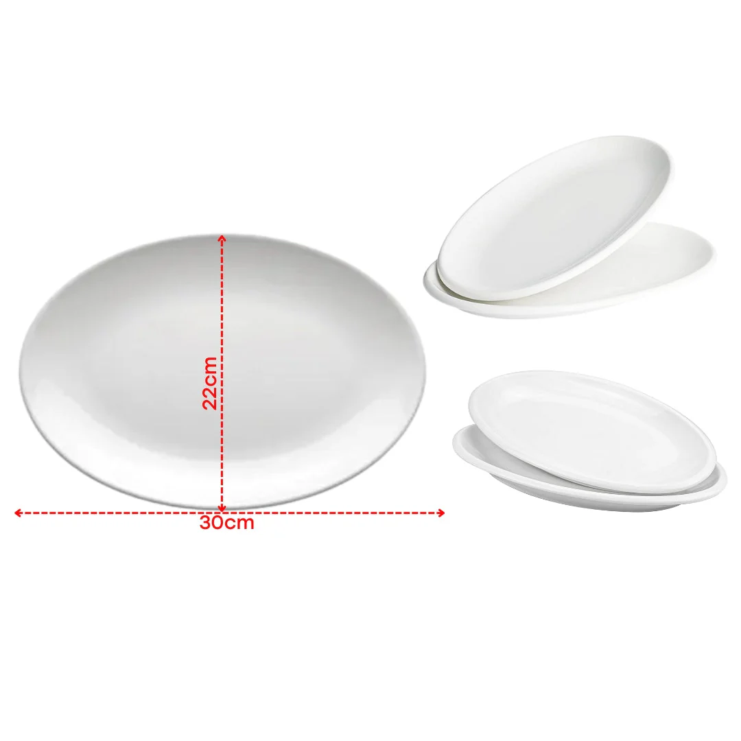 Plato de Melanina Ovalado de Color Blanco 22X30cm BG-G38002-12W