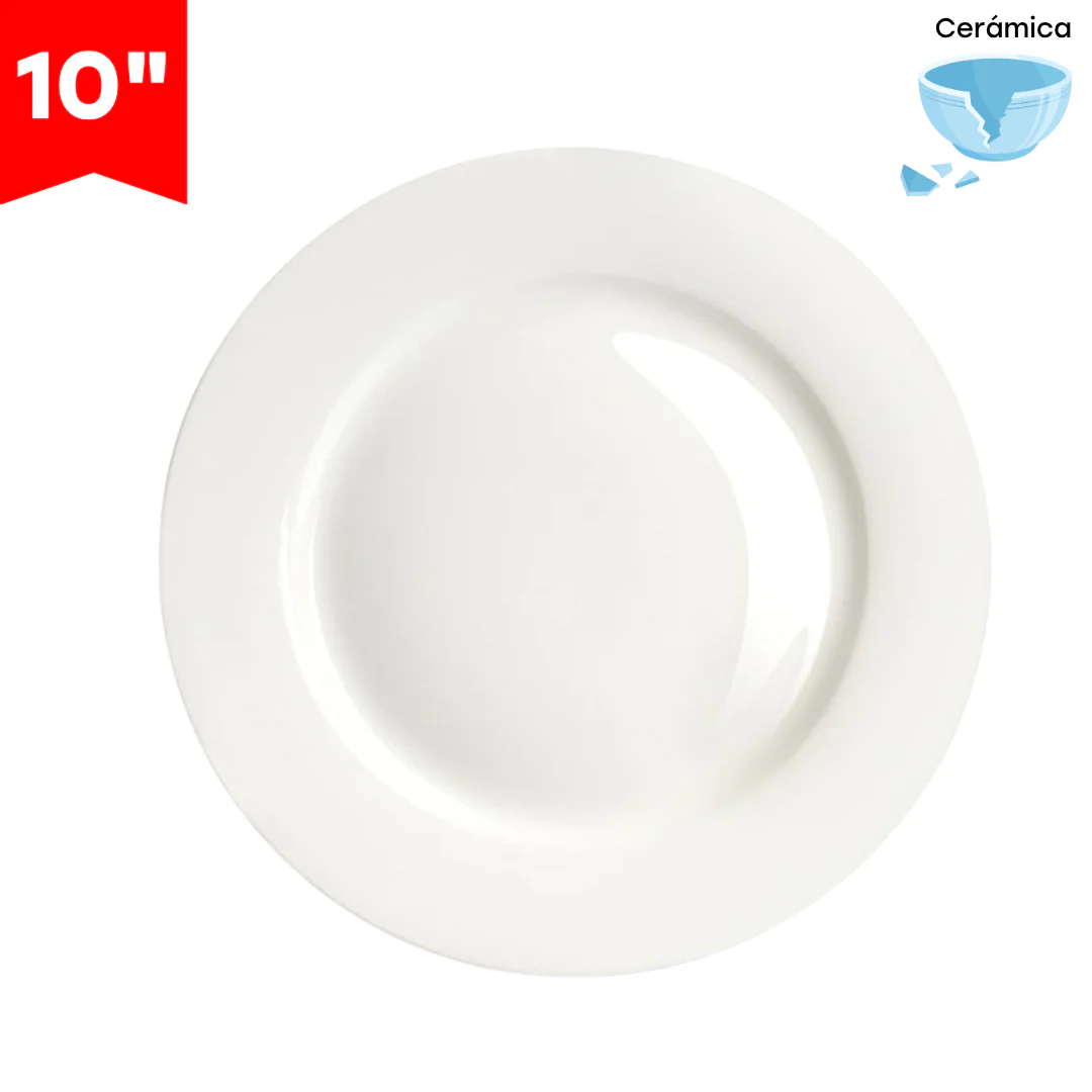 Plato Redondo de Cerámica Blanco 10" DX-0086